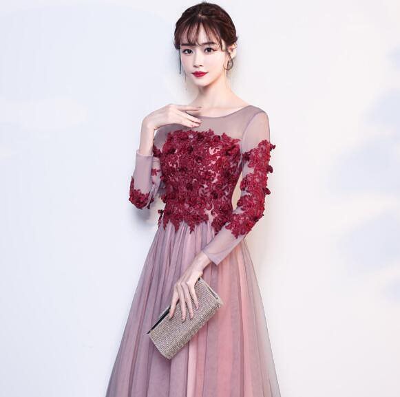 「花刺繍 ドレス」ロングドレス 演奏会ドレス パーティードレス ウェディングドレス 結婚式 二次会