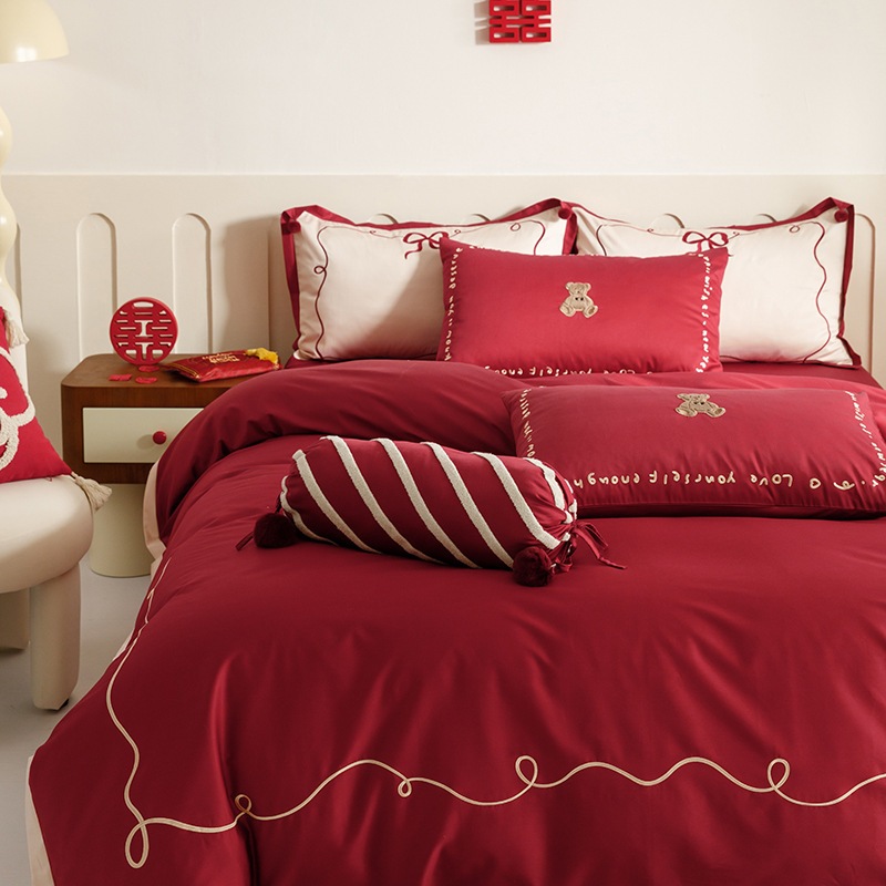 2024結婚式4点セット全綿純綿100本長綿結婚祝い新婚祝い軽贅沢風ベッド品