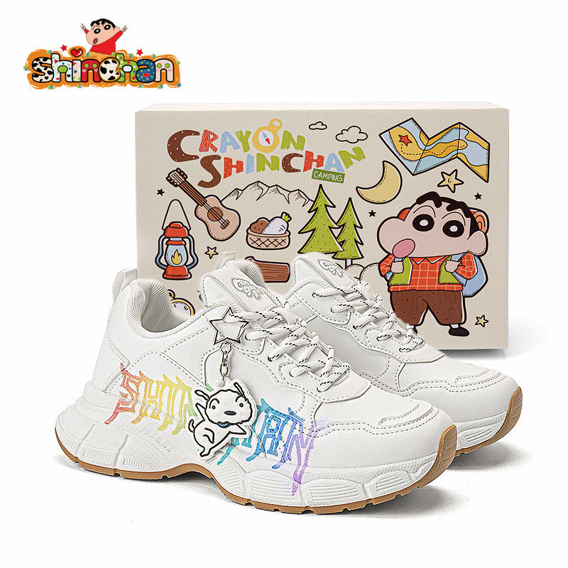 クレヨンしんちゃん男性靴2025春秋新型落書き厚い底おじさん靴軽やかなスポーツカジュアルランニング靴