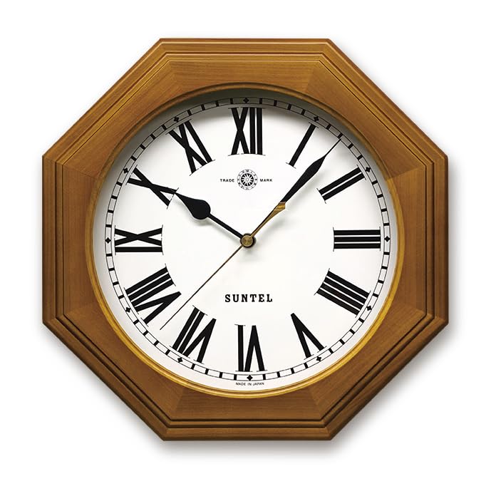 さんてる 日本製 天然木シンプル8角電波掛け時計(ローマ文字) ブラウン QL730R-BR 10,301円