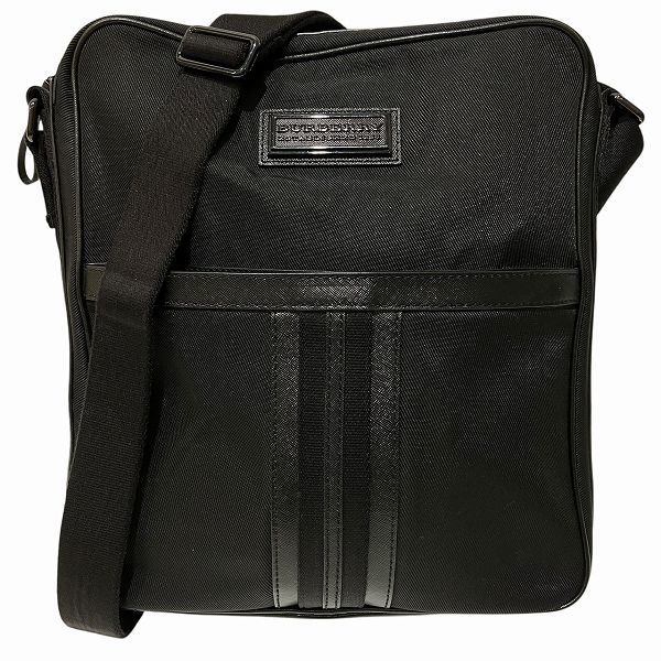 バーバリー ブラック キャンバス×レザー バッグ ショルダーバッグ ユニセックス【中古】