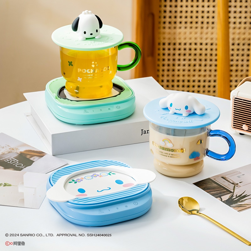 105 サンリオ サーモスタットコースター ガールズ かわいい 高温耐性ガラス シリコーン 電熱コースター カップ ギフトボックスセット