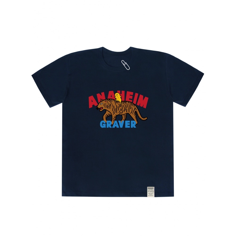 グレイバースマイルタイガーロゴショートスリーブ T シャツネイビー