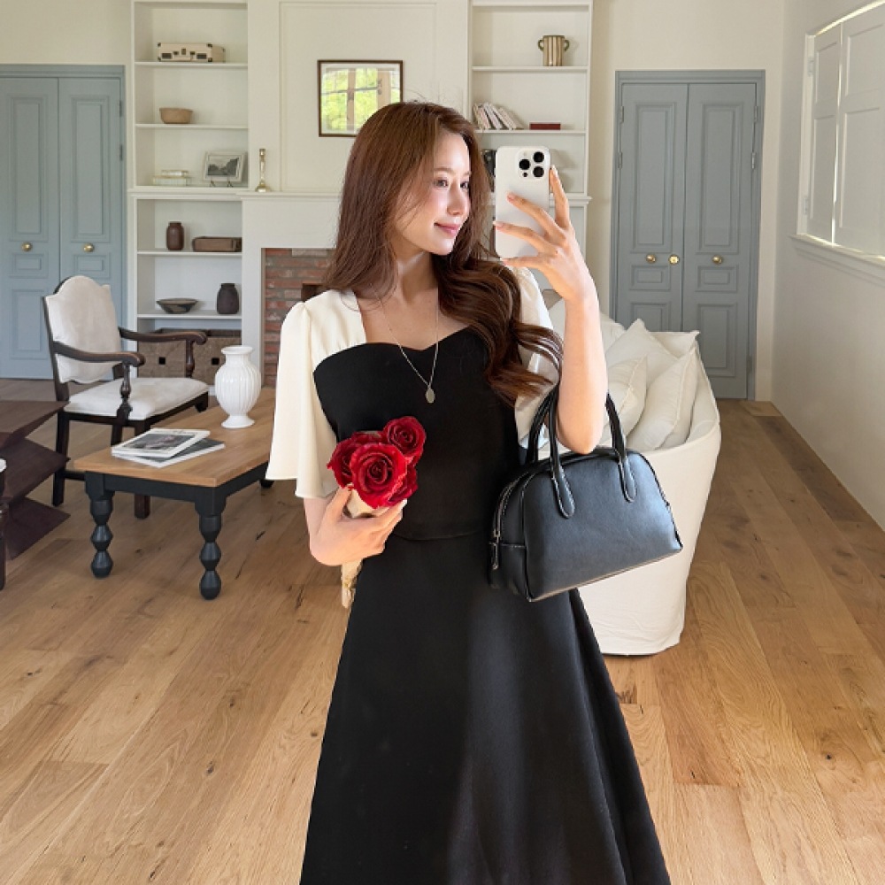 【イヴェレット・バイ・ジェイスタイル】イーヴレットダニューハートネックリボンドレス Jスタイル