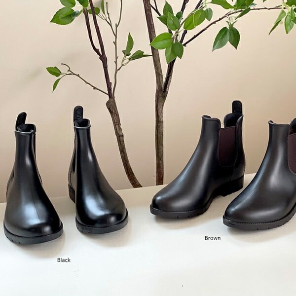 ショートブーツ レインブーツ サイドゴア フラット 黒 茶色 ブラック ブラウン