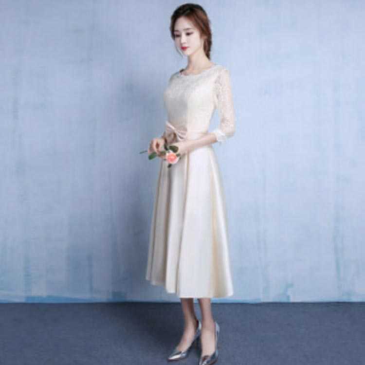 フレア結婚式ワンピースパーティードレスロング丈Aラインパーティlドレスフォーマル五分袖20ドレス袖レース40袖ひざ下ワンピース30発表会二次会披露宴卒業式入学式シースルー