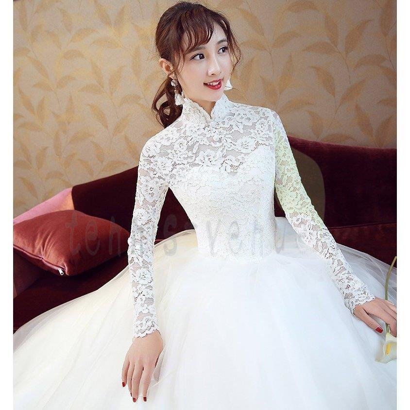 ウエディングドレス 長袖 安い 花嫁 二次会 ウェディングドレス プリンセス 結婚式 披露宴 ブライ