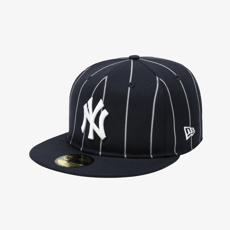 MLB ニューヨークヤンキース ワールドシリーズ ストライプ フィットキャップ ネイビー 14881519
