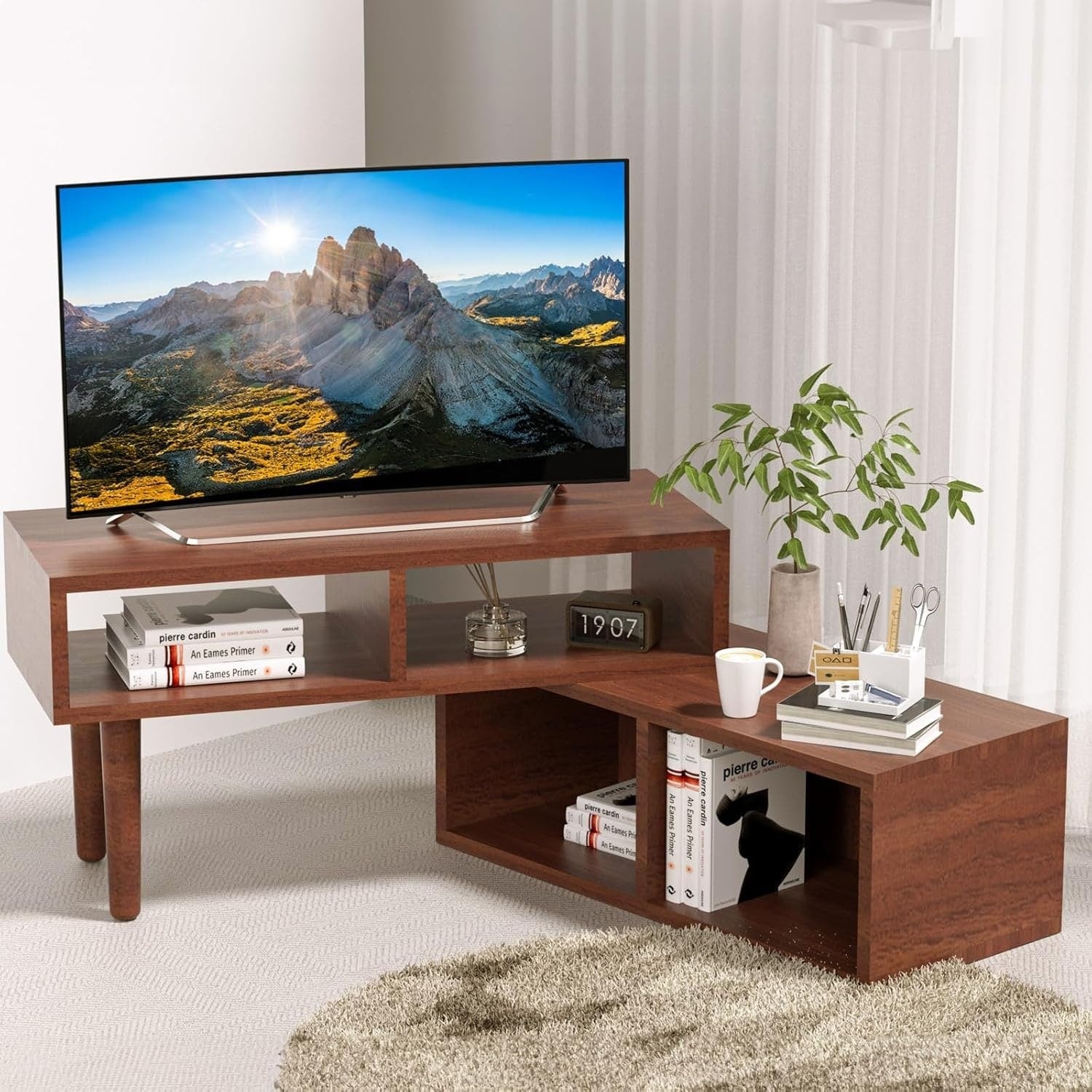 テレビ台 ローボード 伸縮 32-40型対応 オープン収納 コーナー 角度調整 コンパクト 省スペース リビング テレビラック シンプル 組立簡単 家具 収納 ブラックブラウン