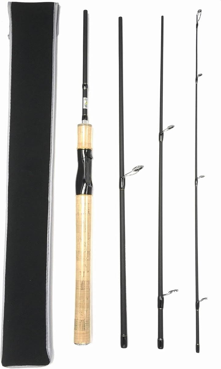 6.6ft スピニングパックロッド4ピース MH シーバスロッド バス釣りロッド ロックフィッシュロッド トラウトロッド(ブラック, 6.6ftスピニングパックロッド4ピース(M)