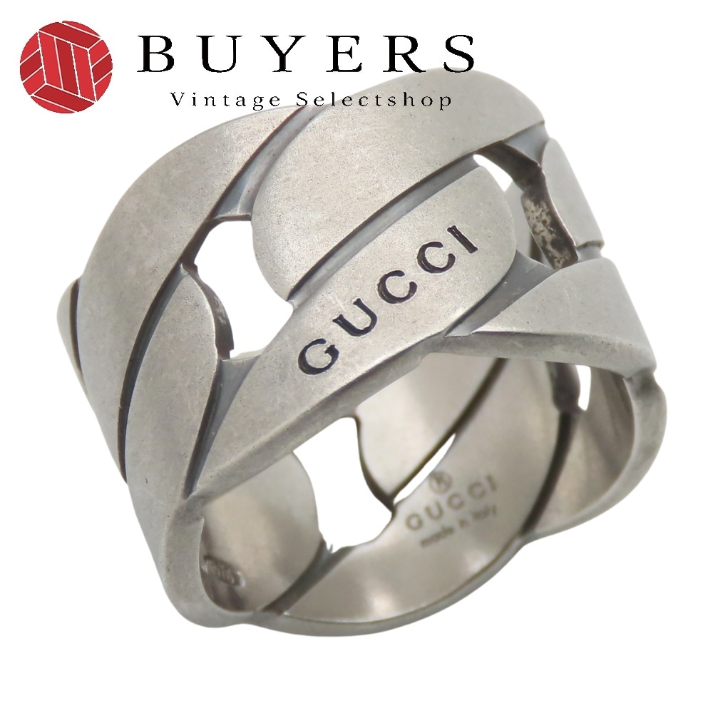 中古 リング・指輪 チェーンモチーフ ワイド 9 シルバー925 約7.4g シルバー アクセサリー マット仕上げ レディース メンズ