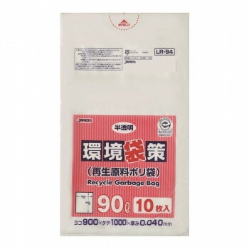 ジャパックス 環境袋策ポリ袋90L 半透明 10枚x30冊 LR94