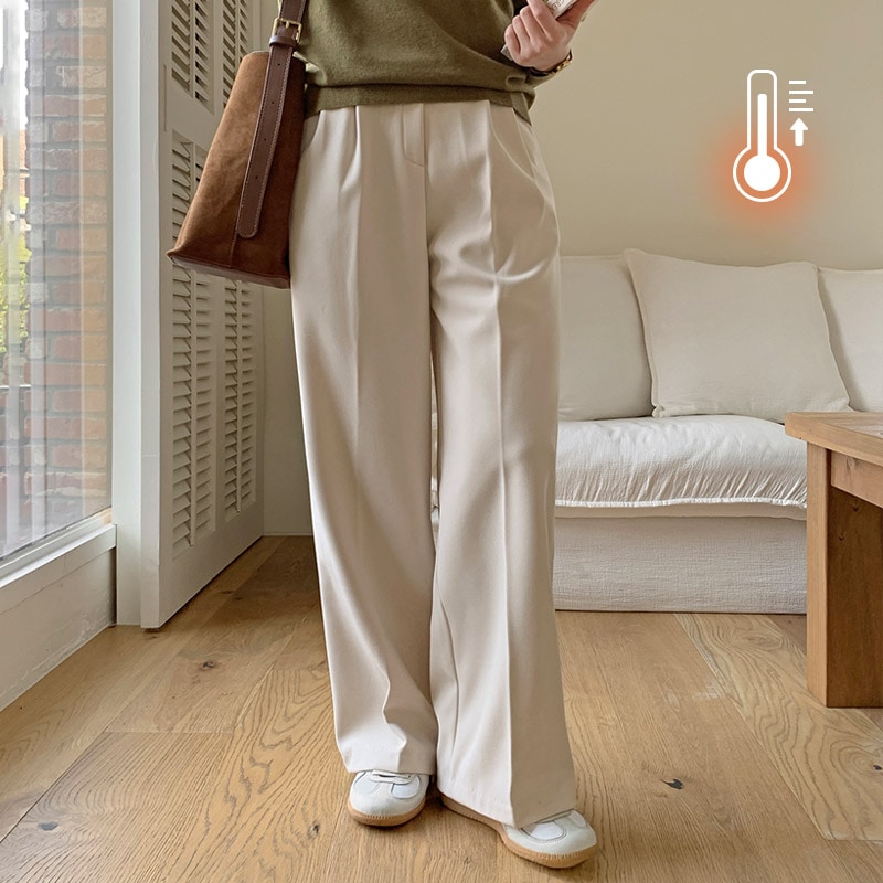 [tsl0332] 韓国ファッション起毛ピンタックワイドスラックス