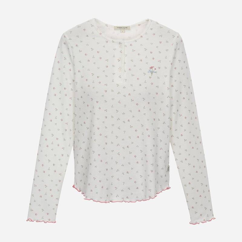 フラワーヘンリーネックTシャツ T262MTS137W