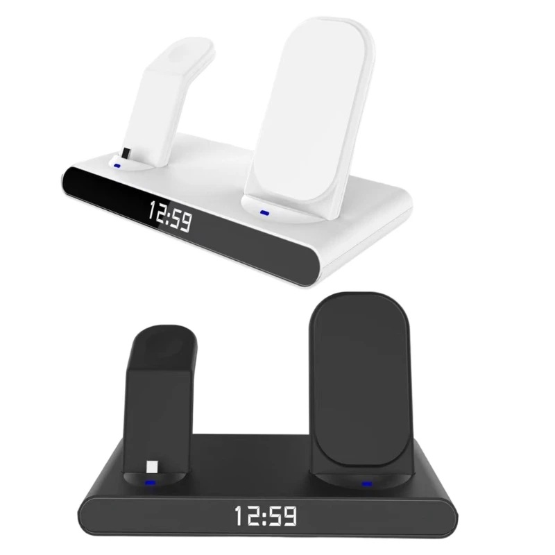 3 in 1ワイヤレス充電スタンド,時計,時計,イヤホン用の磁気充電ドック,時間表示付き,ポータブル - 509 11,153円