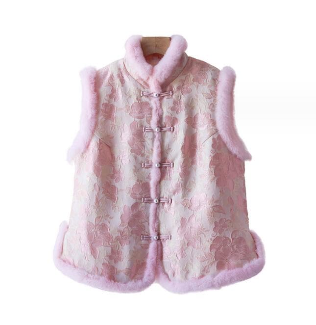 中国スタイルベスト厚手　秋冬漢服　新中国式服コート漢服ベスト レディース 漢服 秋冬着ぐるみ女性ベスト