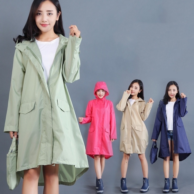 8色！レインコートレディースレインウェアかっぱ雨具通勤通学Aラインロング丈自転車