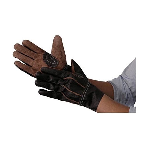 (まとめ) TRUSCO 牛本革製手袋 ブラウン LL TKBR-LL 1双 (×5セット)
