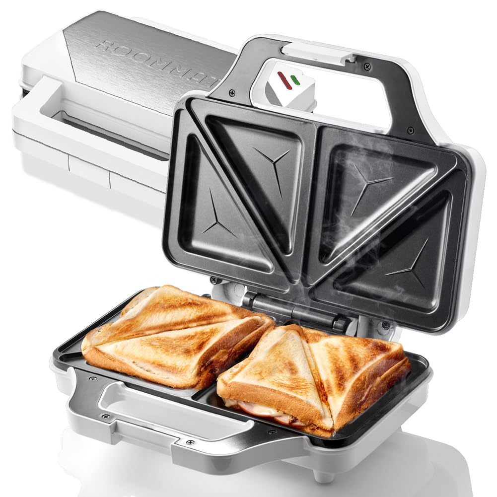 【FaFe】 ホットサンドメーカー フッ素コーティング 自動ロック サーモスタット付き ホワイト