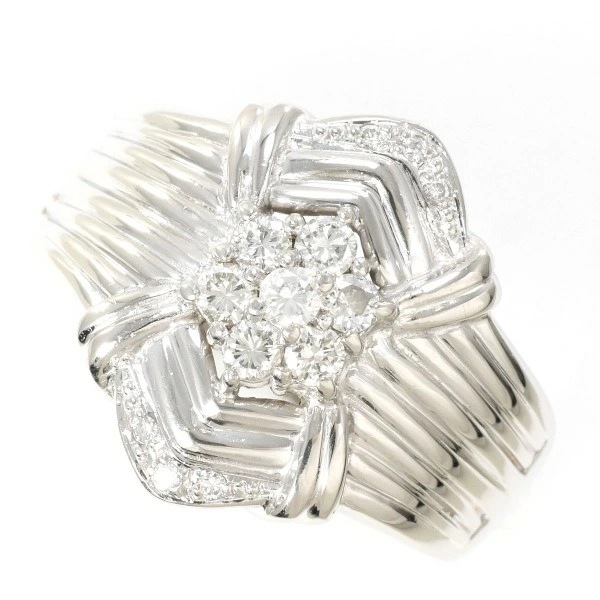 PT900 プラチナ リング 20.5号 ダイヤ 0.43 カード鑑別書 ジュエリー 中古