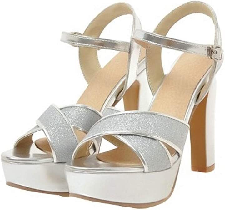 厚底サンダル レディース ハイヒール 12cm バックベルト (シルバー, 23.5 cm)