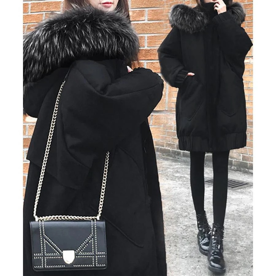 即纳中綿ショートコートファー付きコート韓国 7,164円