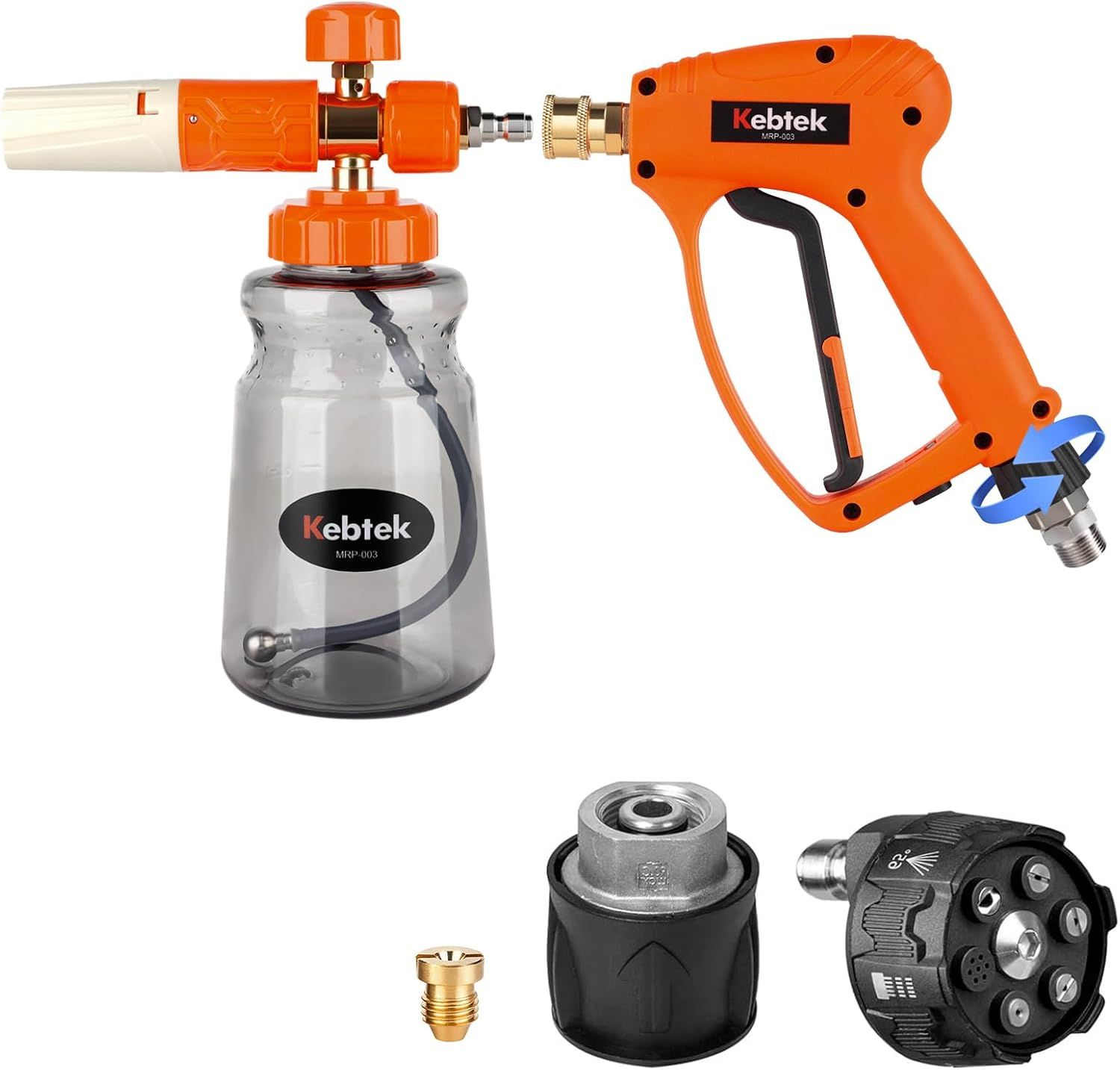 高圧洗浄ショートガン 6in1洗車 ねじれ防止 引金保持機能 フォームガン M22 14mm真ちゅう製 ケルヒャーKシリーズのクイックホー 7,332円