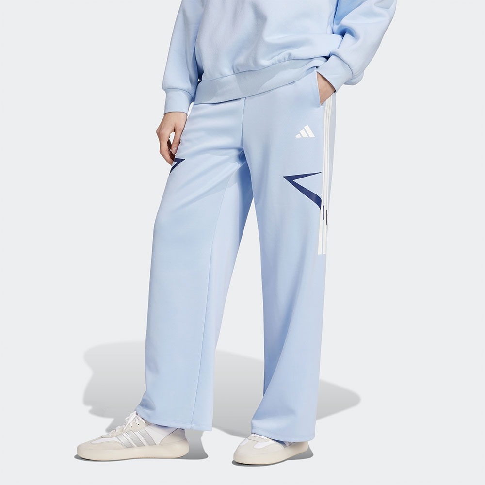アディダス T-roカット 3S カラーブロックワイドレッグパンツ-ブルー/JL6969