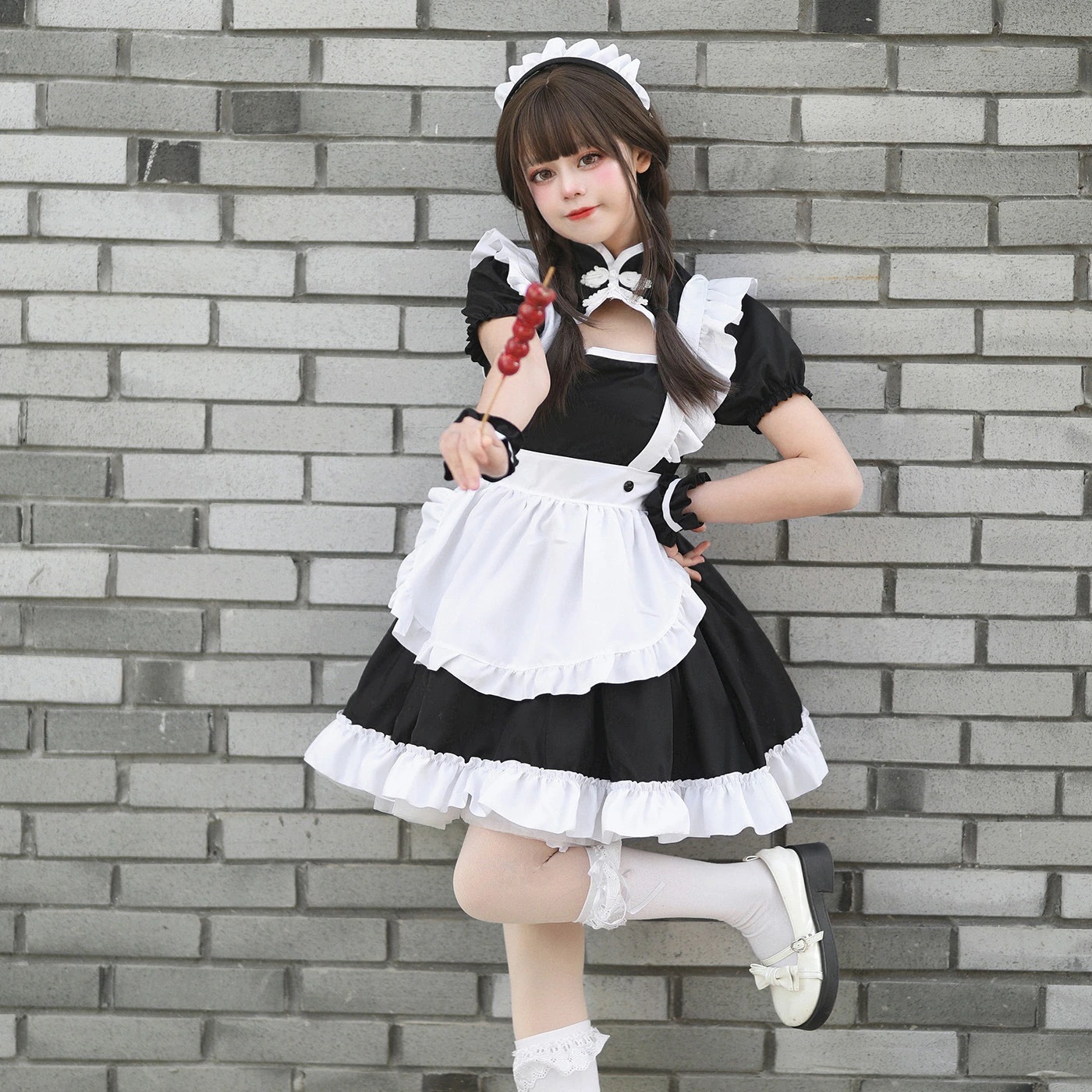 【2025新作】白黒中で純粋な欲望チャイナドレスメイド服コスプレ衣装大きいサイズメイド 4,506円