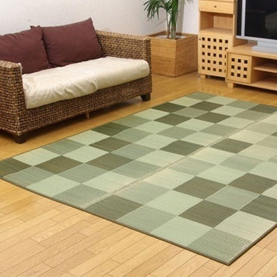 イケヒコ・コーポレーション 純国産 い草ラグカーペット 『Fブロック2』 グリーン 約191×250cm（裏:ウレタン） 8220930 【送料無料】