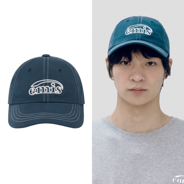【EMIS】 WHITE STITCH BALL CAP : NAVY