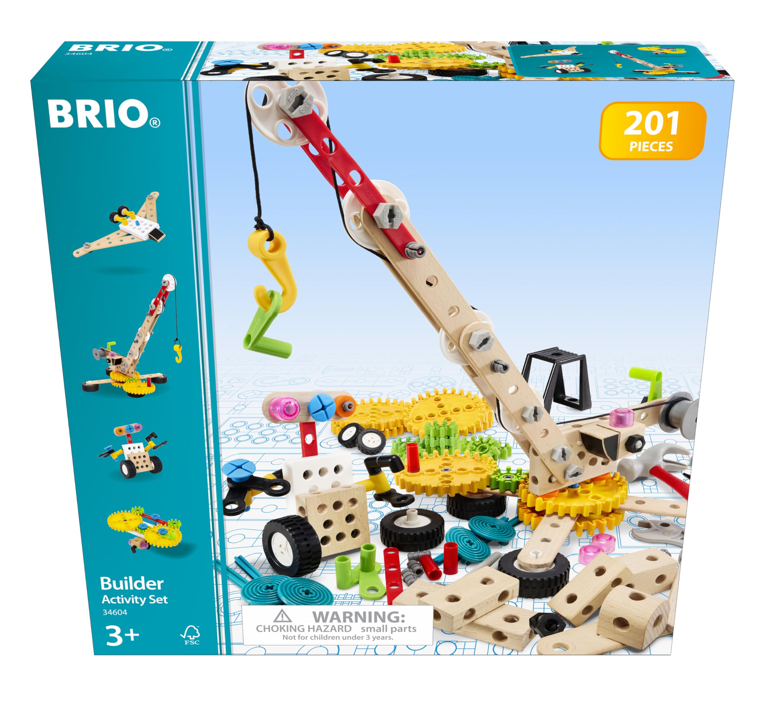BRIO (ブリオ) ビルダー アクティビティセット 34604 対象年齢 3歳~ 「全201ピース」 【おもちゃ 玩具 木製おもちゃ ブロック 大工遊び ごっこ遊び プレゼント（誕生日/クリスマス