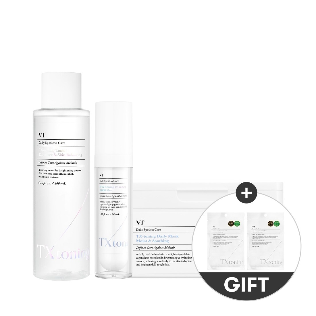 ティーエックストーニングトナー200ml + エッセンス1000ショット30ml + デイリーマスク30個 + 追加マスクパック2個