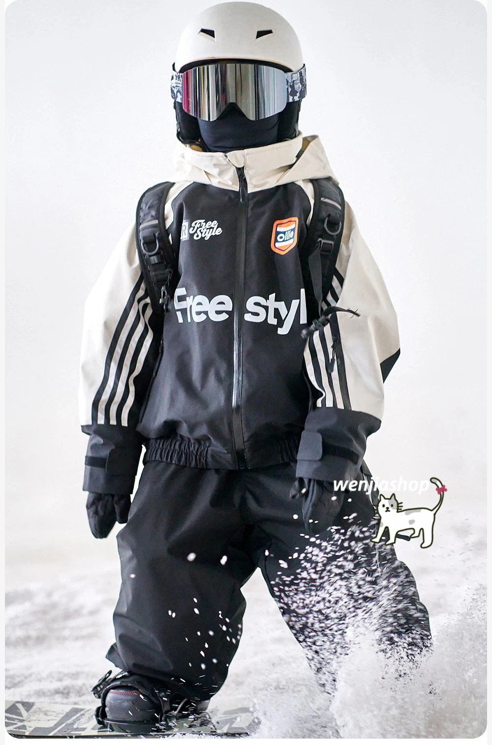 出荷が迅速であるスノーボードウェア 2026 2026 上下セットキッズ 子供 男の子 女の子 ジャケット パンツ ズボン 黒白 撥水 3L 韓国風 スノボウェア スノーウェア スキーウェア12017