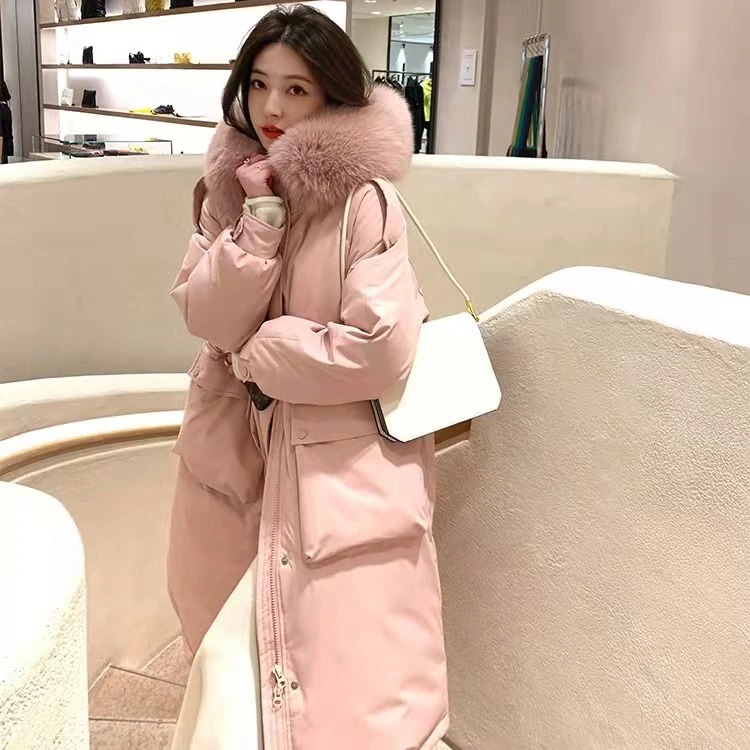 【急速出荷】新作 トレンド ダウンコート レディース 冬服 ロング丈 フード付き ジップアップ ひざ丈 無地 秋冬 ゆったり 暖かい 保温 防寒 羽織り ダウンジャケット アウターダウンジャケット・コート