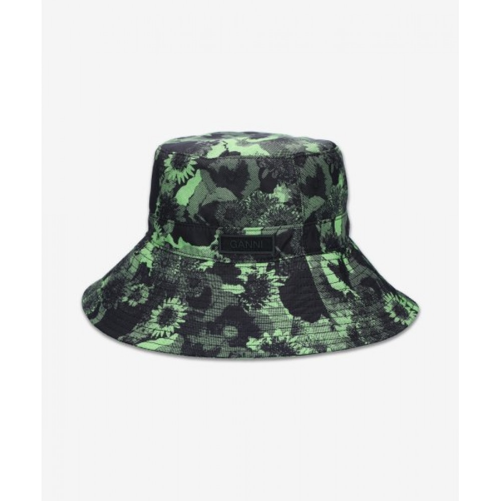 GANNI 女性用リサイクルテックプリントバケットハット-ピフォード/A4594484