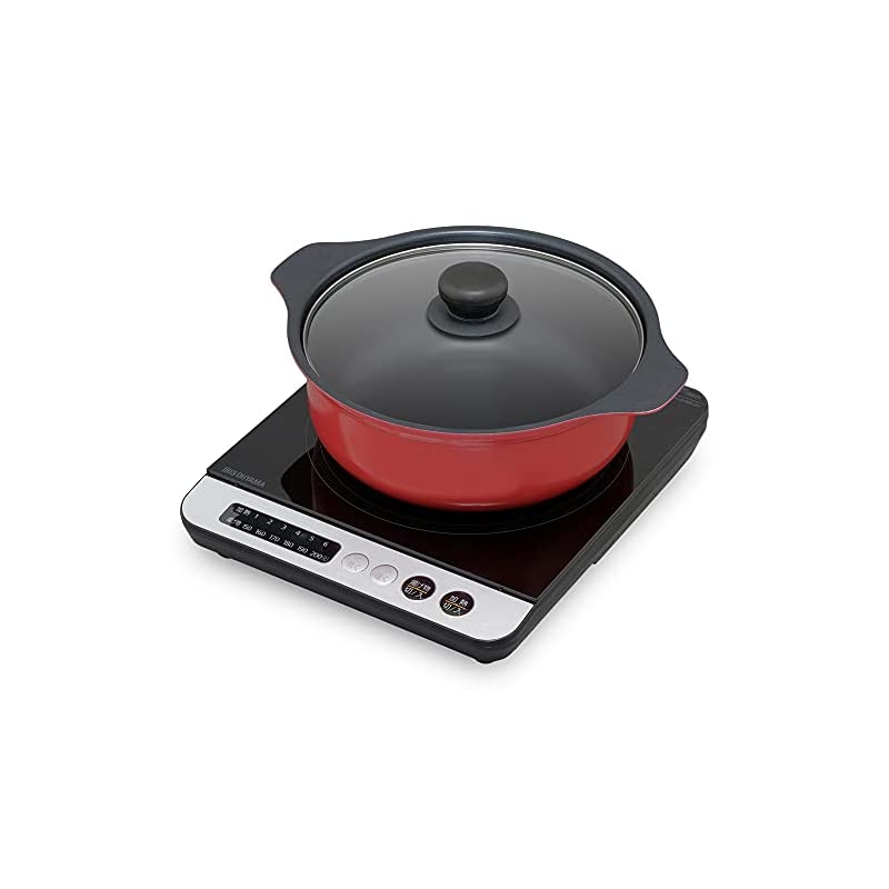 【即納】アイリスオーヤマ IHクッキングヒーター 1400W 鍋セット ブラック/レッド IHKP-3524-B/R