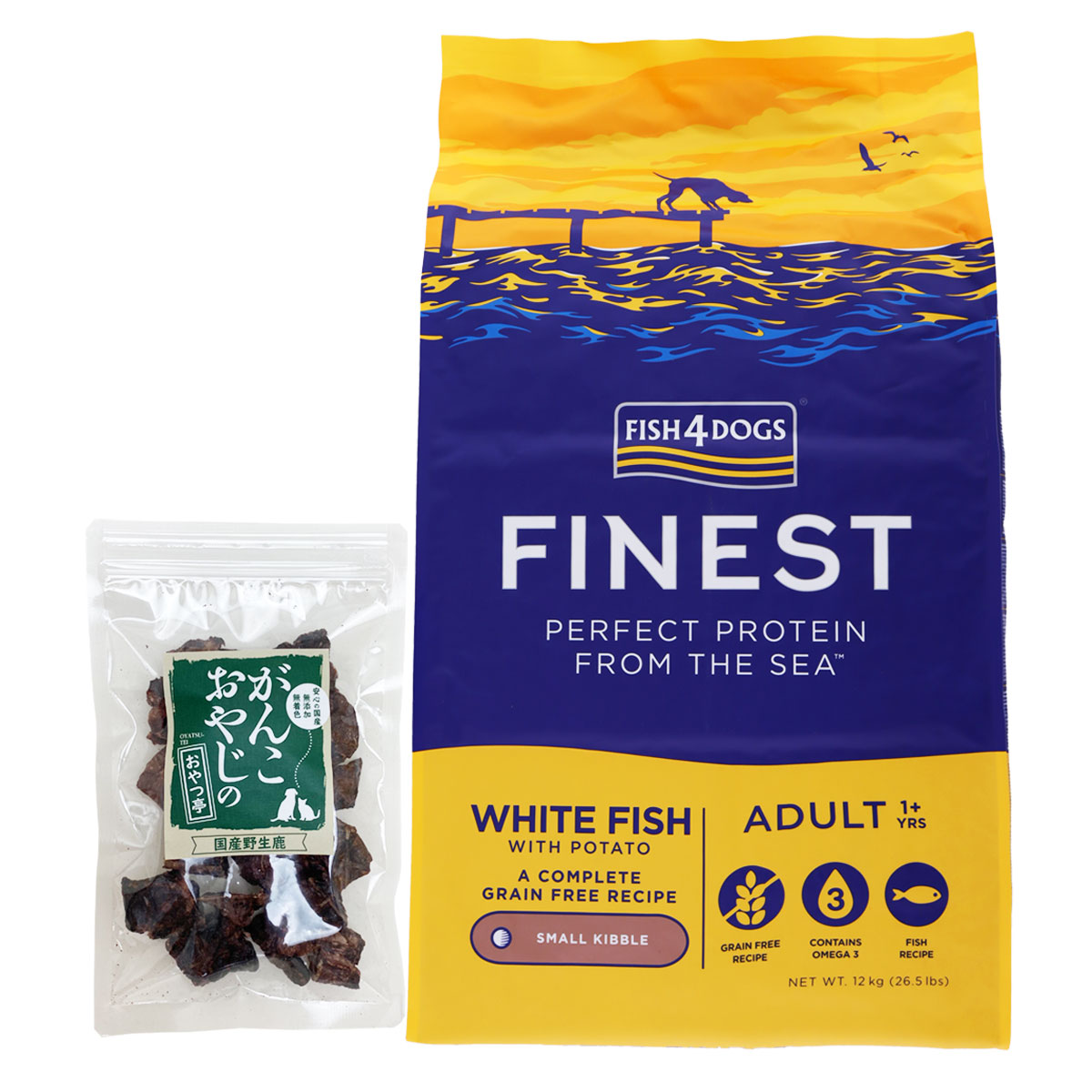 ファイネスト オーシャンホワイトフィッシュ 小粒 12kg【国産鹿ラング15g付き】