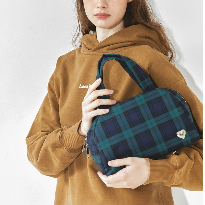 「韓国人気」Check Half Moon Bag チェックパターン半月 バッグ