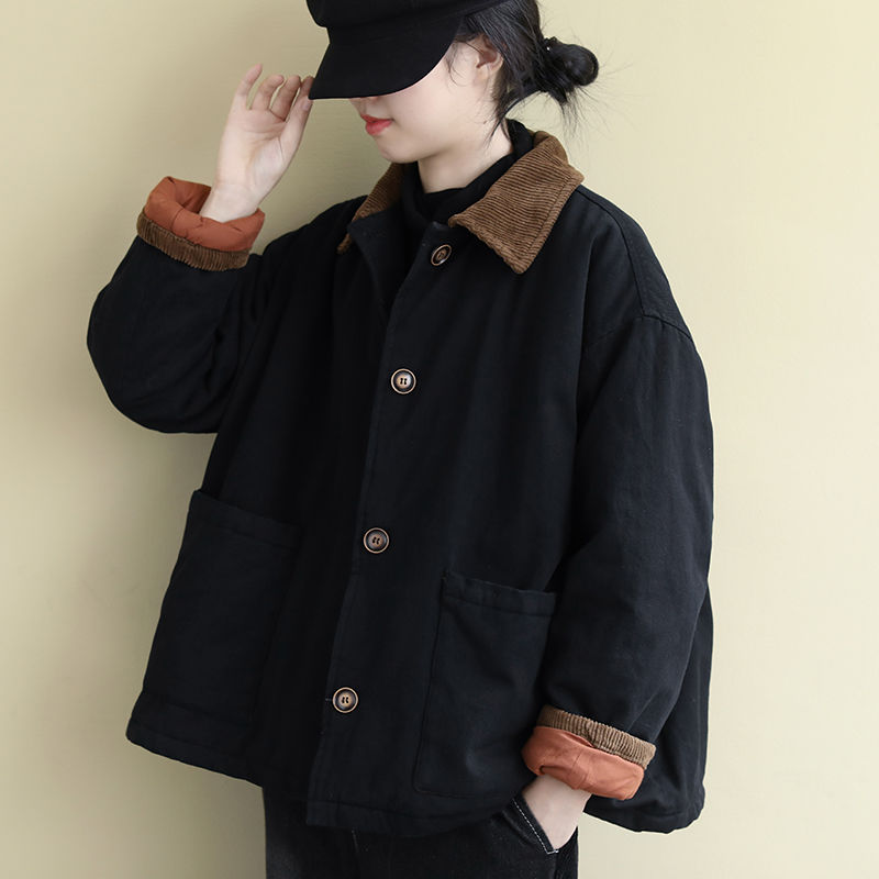 [最安値挑戦]！ジャンパー ブルゾン ゆったり ビッグサイズ 中綿あり コットン素材 ナチュラルな風合い アウター ジャケット 秋冬 レディース