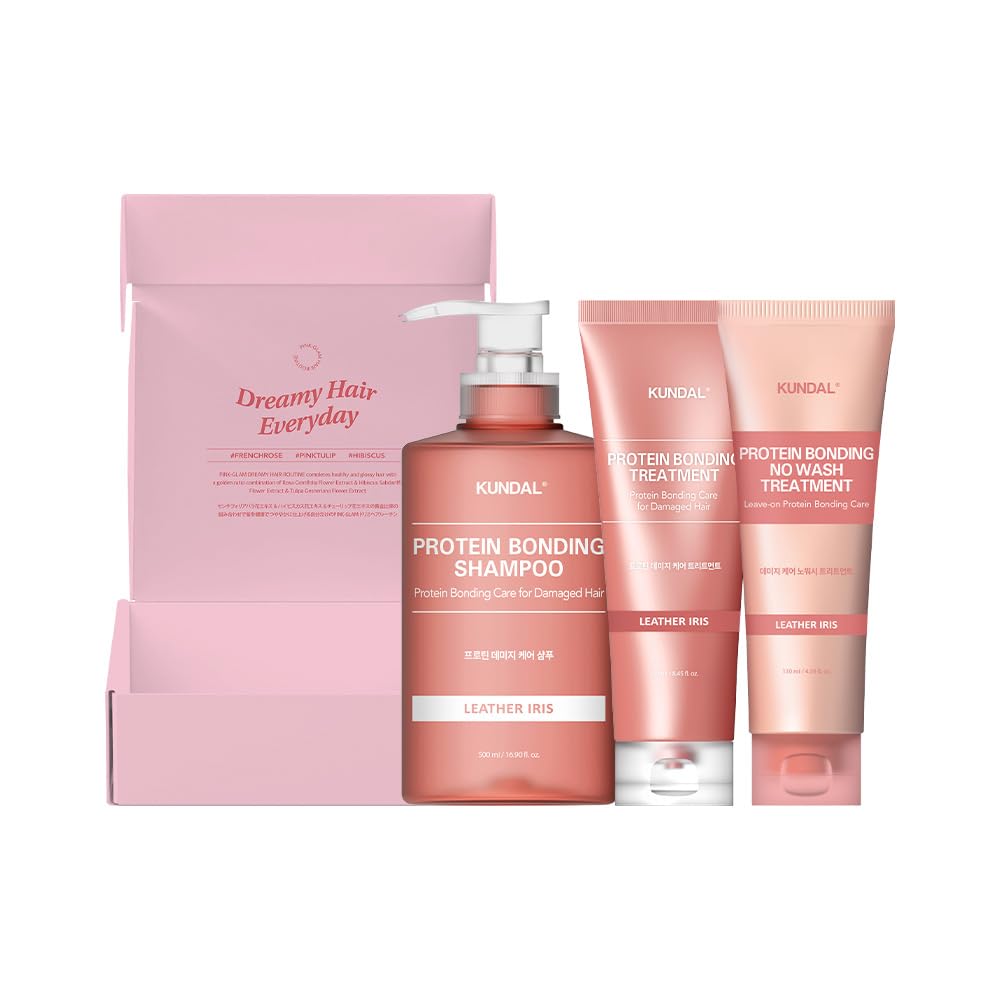 【クンダル】ダメージケア3個入りセット（シャンプー500ml+トリートメント250ml +ノーウォッシュトリートメント130ml） #レザーアイリス #Leather Iris #フェミニンな香り