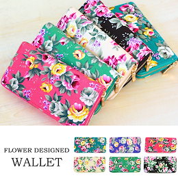 【メール便送料無料】 財布 サイフ 長財布 レディース ラウンドファスナー キャンバス地調 花柄 Luluberry ラウンド財布 CASF (ar-CASFm) 可愛い