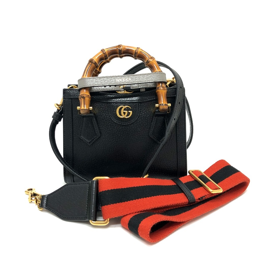 ハンドバッグ 655661 ダイアナ ミニバンブー 3WAY ハンドバッグ ショルダーバッグ レザー ブラック 148,500円