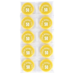 （まとめ）ミツヤ カラーマグネット MR-50 黄 50mm 10個(×5セット)