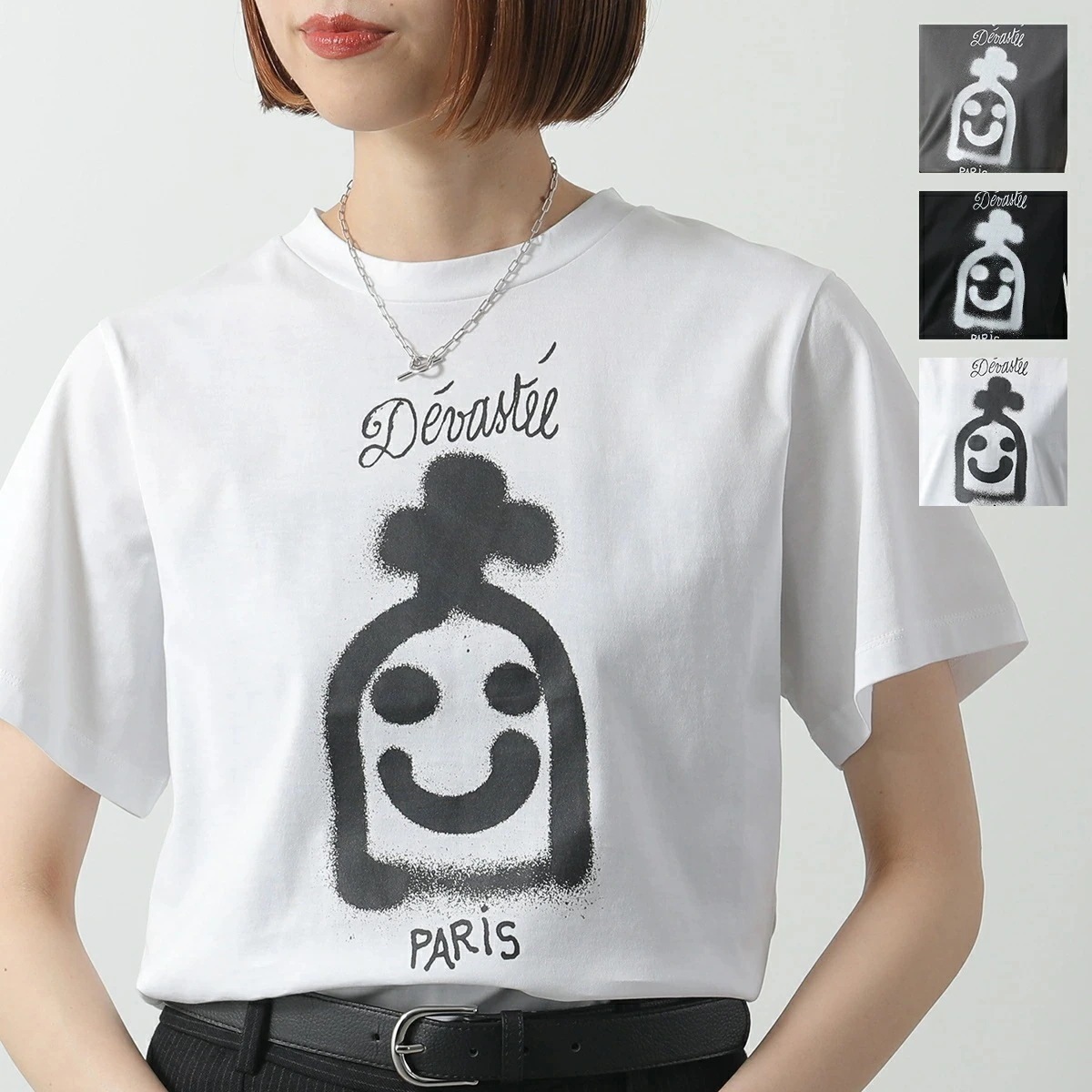DEVASTEE デヴァステ Tシャツ R3FWTP001 レディース 半袖 カットソー コットン アイコンスプレー ロゴプリント クルーネック ロゴT カラー3色 【mega】