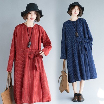 人気沸騰柄追加ワンピースレディースマキシ丈ロング丈おしゃれ可愛い大きいサイズ長袖体型カバートAライン