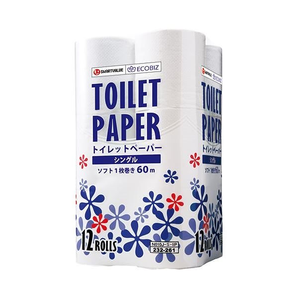 （まとめ） スマートバリュー トイレットペーパーシングル12個N010J-S-1P[x10セット]