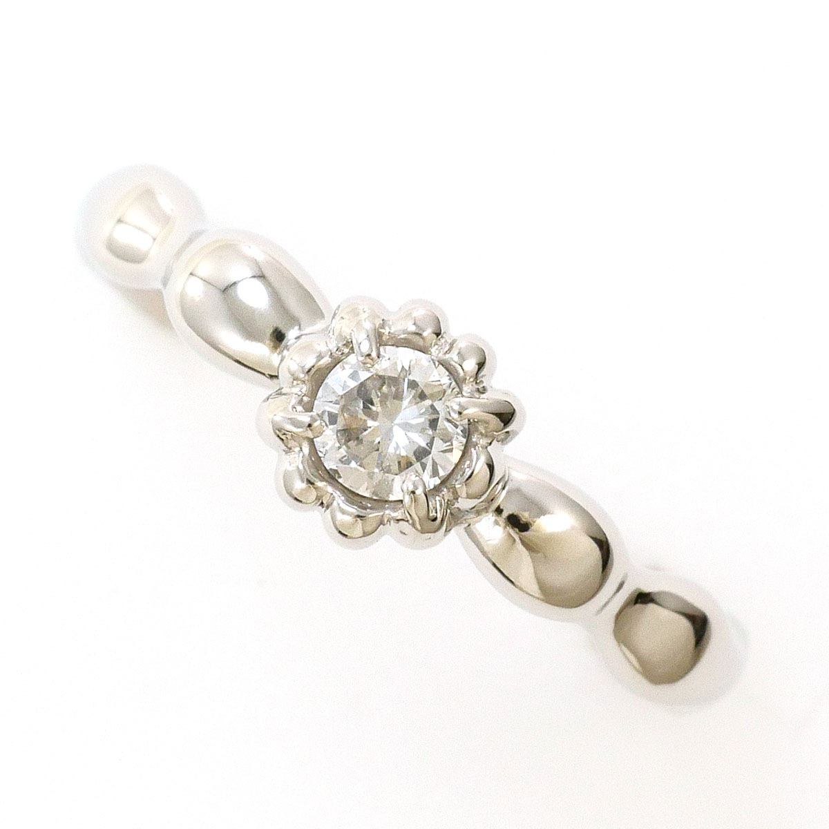 PT900 プラチナ リング・指輪 7.5号 ダイヤモンド 0.15ct 総重量約3.4g 中古