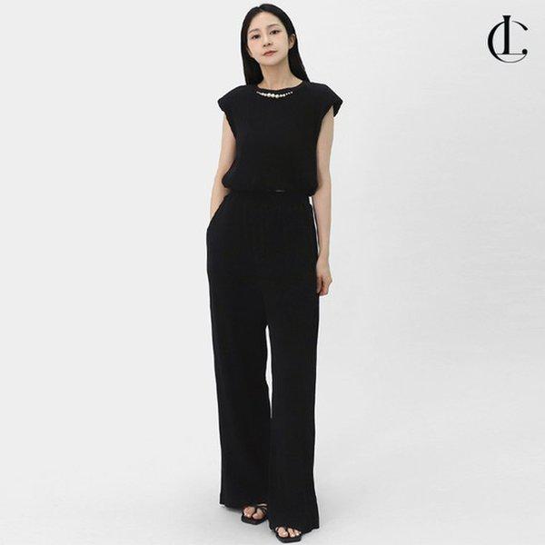 レディース夏セットアップツーピースノースリーブTシャツワイドパンツプリーツセットLPPA006