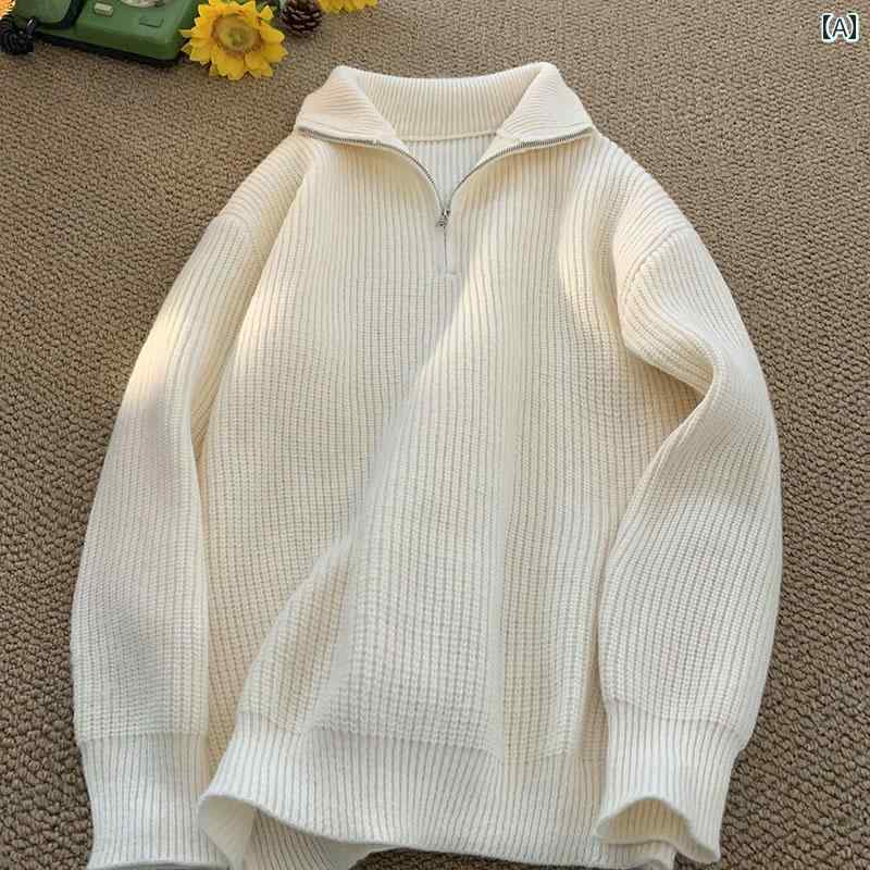 セーター メンズ ニット トップス 秋冬 ハーフジップ タートルネック 無地 ベージュ グレー ブラック 韓国